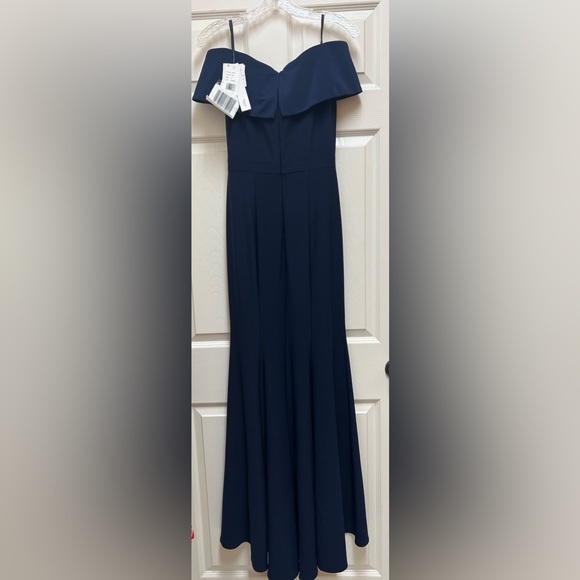 💙 NWT! Navy Off The Shoulder Slit Gown - Picture 12 of 12